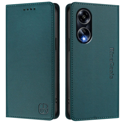 OPPO A98 5G Dual-Folded Magnetic Suction RFID Blocking PU Leather Wallet Phone Case with Card Slots, Cash Pocket, Kickstand, Full Protective Flip Cover