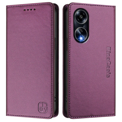 OPPO A98 5G Dual-Folded Magnetic Suction RFID Blocking PU Leather Wallet Phone Case with Card Slots, Cash Pocket, Kickstand, Full Protective Flip Cover