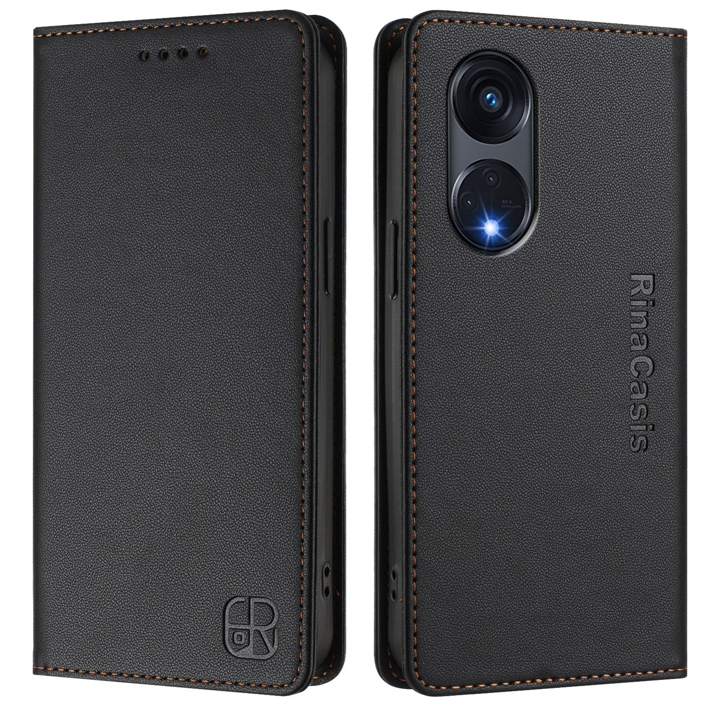 OPPO A1 Pro 5G Dual-Folded Magnetic Suction RFID Blocking PU Leather Wallet Phone Case with Card Slots, Cash Pocket, Kickstand, Full Protective Flip Cover