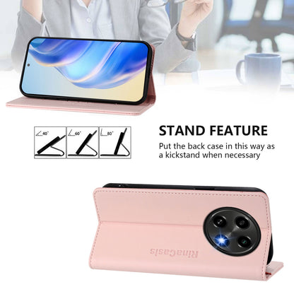 OPPO A2 Pro 5G Dual-Folded Magnetic Suction RFID Blocking PU Leather Wallet Phone Case with Card Slots, Cash Pocket, Kickstand, Full Protective Flip Cover