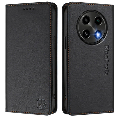 OPPO A2 Pro 5G Dual-Folded Magnetic Suction RFID Blocking PU Leather Wallet Phone Case with Card Slots, Cash Pocket, Kickstand, Full Protective Flip Cover