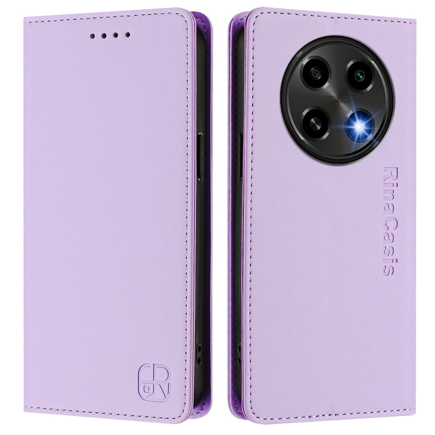 OPPO A2 Pro 5G Dual-Folded Magnetic Suction RFID Blocking PU Leather Wallet Phone Case with Card Slots, Cash Pocket, Kickstand, Full Protective Flip Cover