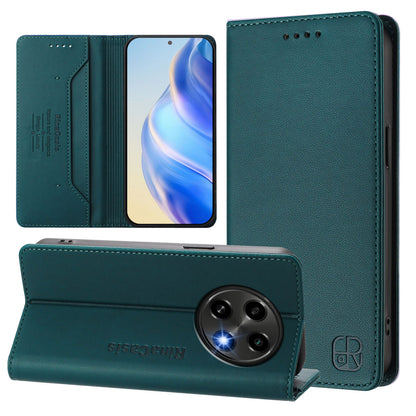 OPPO A2 Pro 5G Dual-Folded Magnetic Suction RFID Blocking PU Leather Wallet Phone Case with Card Slots, Cash Pocket, Kickstand, Full Protective Flip Cover
