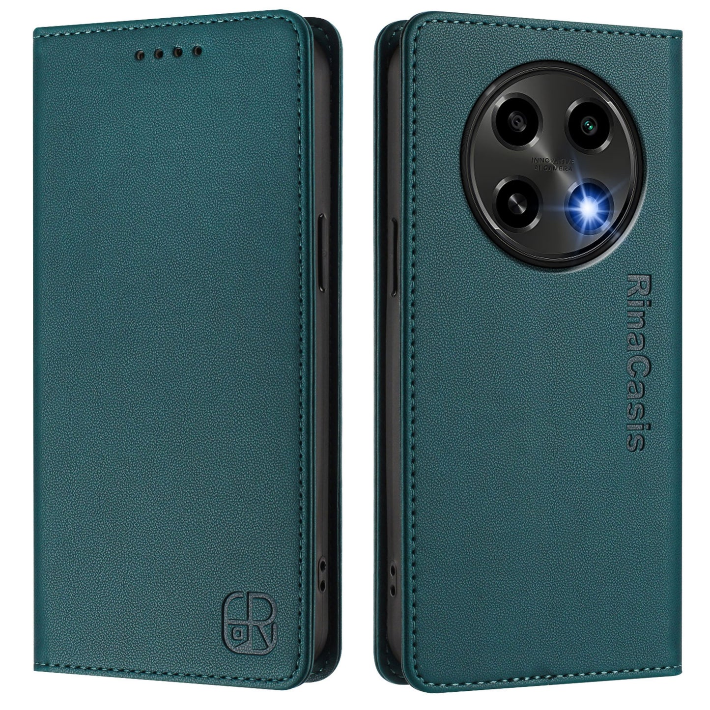 OPPO A2 Pro 5G Dual-Folded Magnetic Suction RFID Blocking PU Leather Wallet Phone Case with Card Slots, Cash Pocket, Kickstand, Full Protective Flip Cover