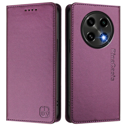 OPPO F27 Pro 5G Dual-Folded Magnetic Suction RFID Blocking PU Leather Wallet Phone Case with Card Slots, Cash Pocket, Kickstand, Full Protective Flip Cover