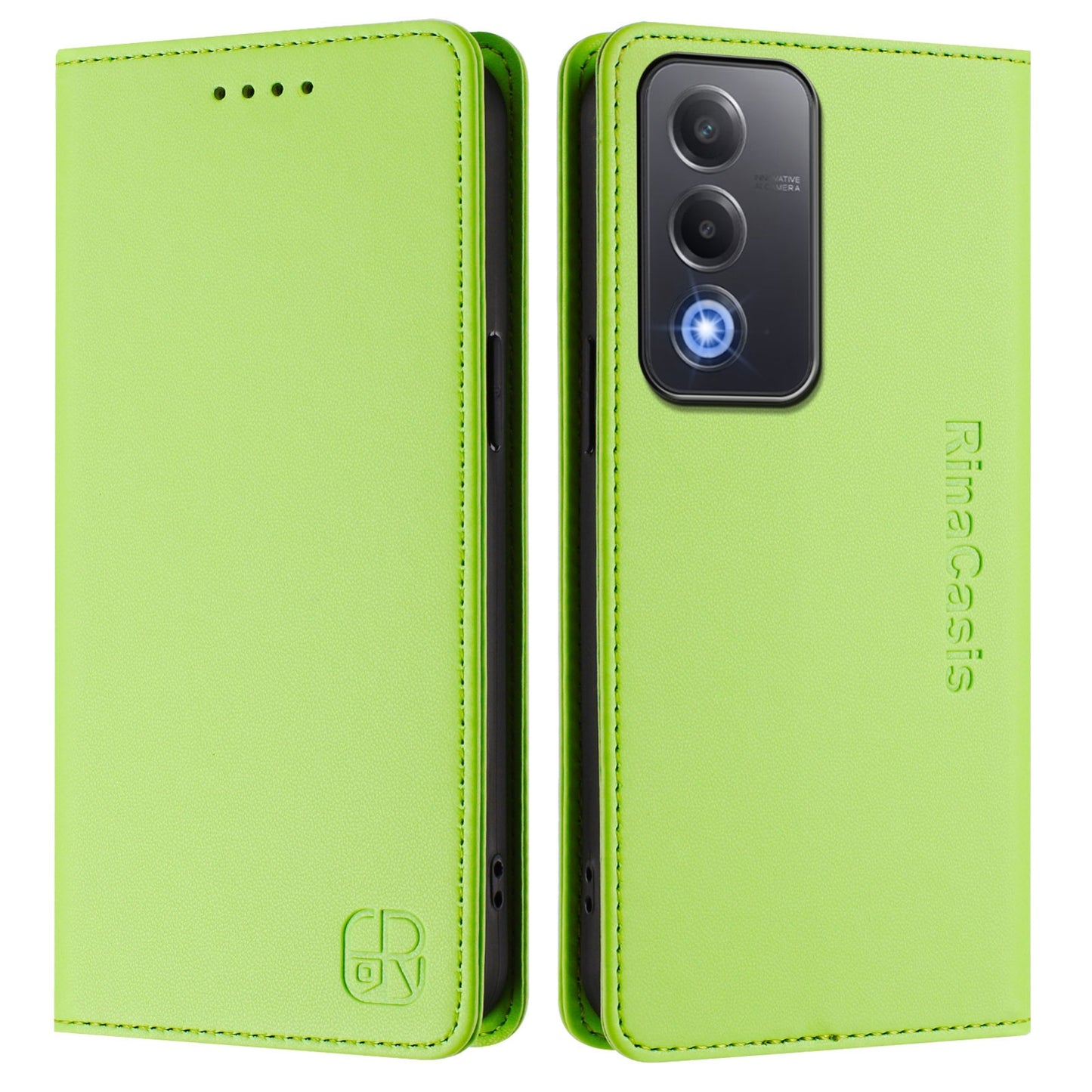 OPPO A3 Pro 5G Dual-Folded Magnetic Suction RFID Blocking PU Leather Wallet Phone Case with Card Slots, Cash Pocket, Kickstand, Full Protective Flip Cover