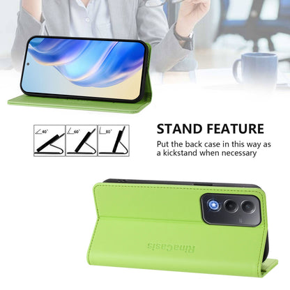 OPPO A3 Pro 5G Dual-Folded Magnetic Suction RFID Blocking PU Leather Wallet Phone Case with Card Slots, Cash Pocket, Kickstand, Full Protective Flip Cover
