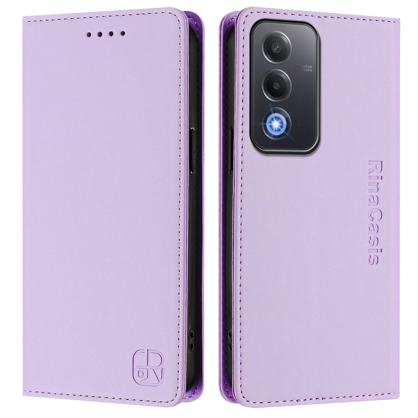 OPPO A3 Pro 5G Dual-Folded Magnetic Suction RFID Blocking PU Leather Wallet Phone Case with Card Slots, Cash Pocket, Kickstand, Full Protective Flip Cover