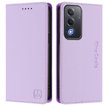 OPPO A3 Pro 5G Dual-Folded Magnetic Suction RFID Blocking PU Leather Wallet Phone Case with Card Slots, Cash Pocket, Kickstand, Full Protective Flip Cover
