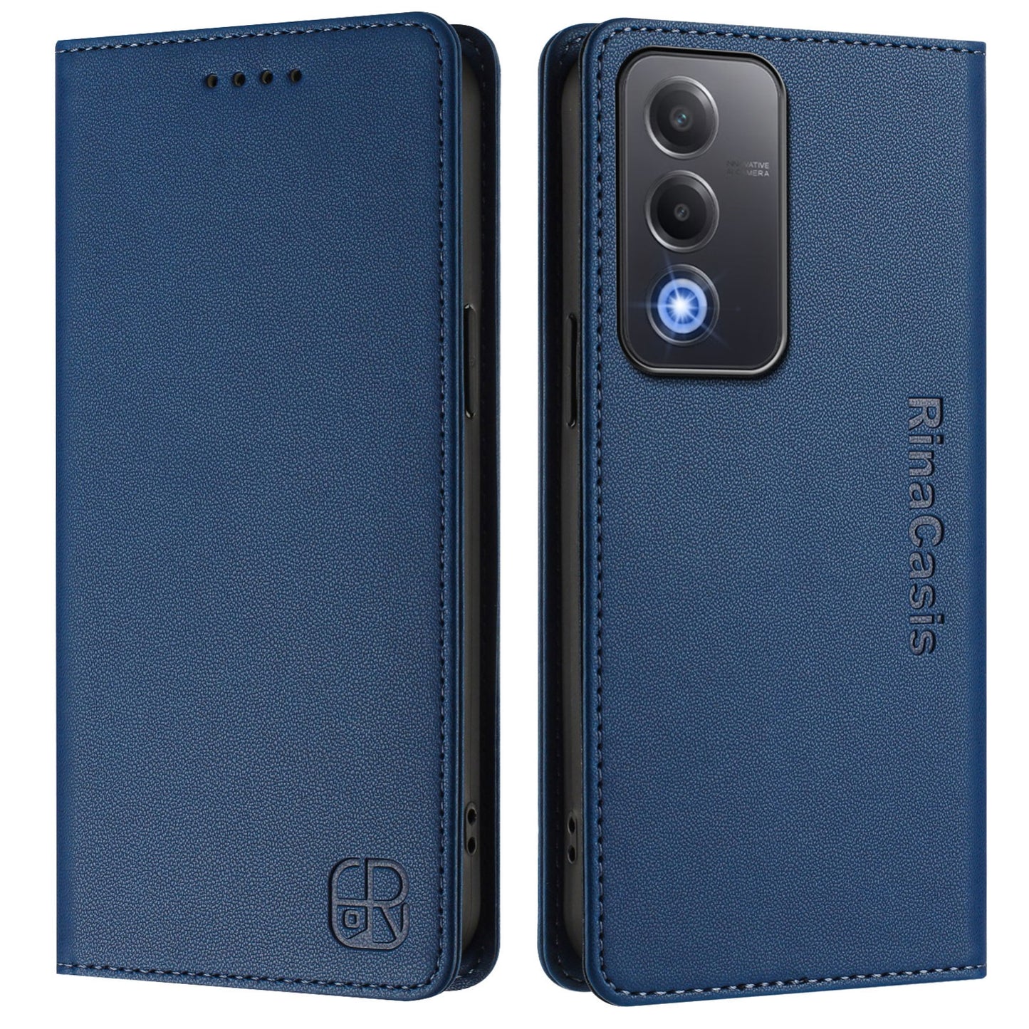 OPPO A3 Pro 5G Dual-Folded Magnetic Suction RFID Blocking PU Leather Wallet Phone Case with Card Slots, Cash Pocket, Kickstand, Full Protective Flip Cover