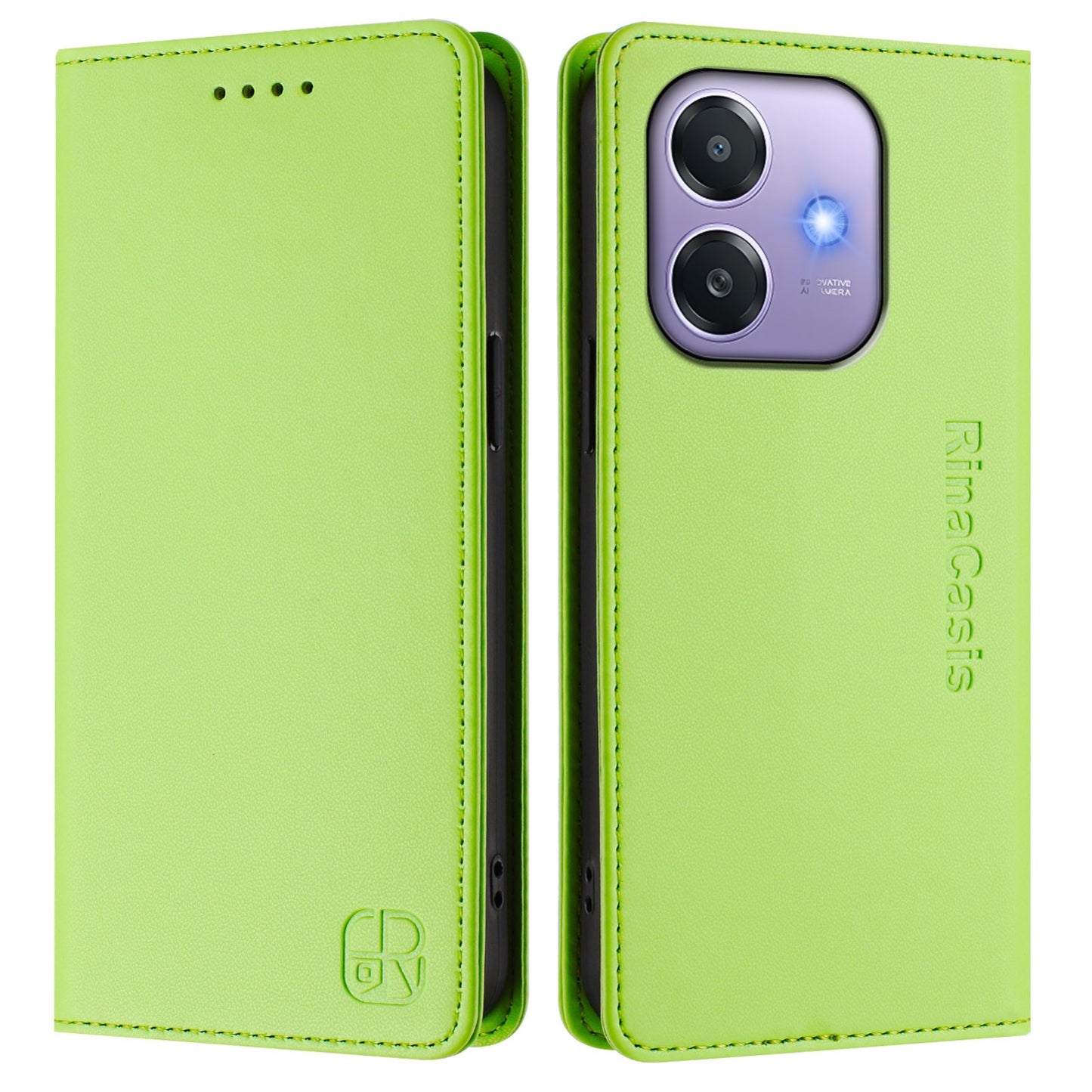OPPO A3x 5G Dual-Folded Magnetic Suction RFID Blocking PU Leather Wallet Phone Case with Card Slots, Cash Pocket, Kickstand, Full Protective Flip Cover