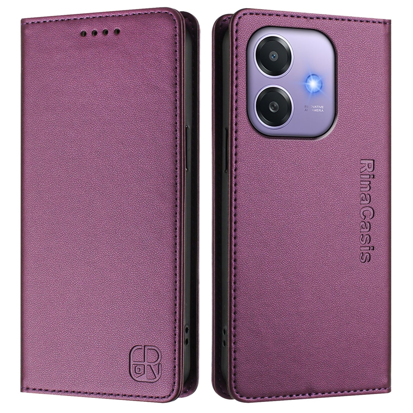 OPPO A3 5G Dual-Folded Magnetic Suction RFID Blocking PU Leather Wallet Phone Case with Card Slots, Cash Pocket, Kickstand, Full Protective Flip Cover