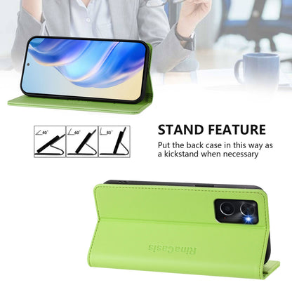 OPPO A36 4G Dual-Folded Magnetic Suction RFID Blocking PU Leather Wallet Phone Case with Card Slots, Cash Pocket, Kickstand, Full Protective Flip Cover