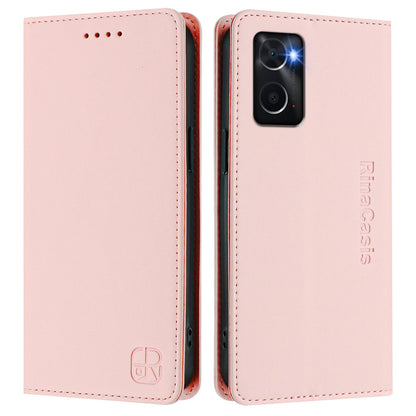 OPPO A36 4G Dual-Folded Magnetic Suction RFID Blocking PU Leather Wallet Phone Case with Card Slots, Cash Pocket, Kickstand, Full Protective Flip Cover