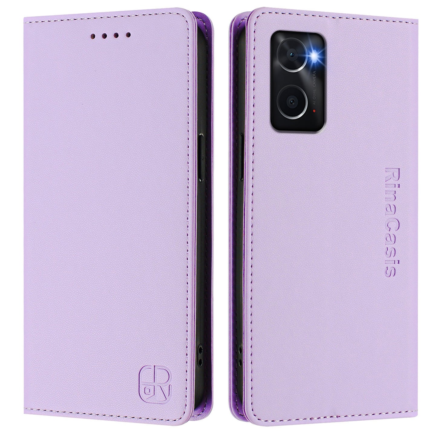 OPPO K10 4G Dual-Folded Magnetic Suction RFID Blocking PU Leather Wallet Phone Case with Card Slots, Cash Pocket, Kickstand, Full Protective Flip Cover