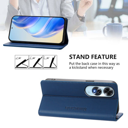 OPPO A60 4G Dual-Folded Magnetic Suction RFID Blocking PU Leather Wallet Phone Case with Card Slots, Cash Pocket, Kickstand, Full Protective Flip Cover