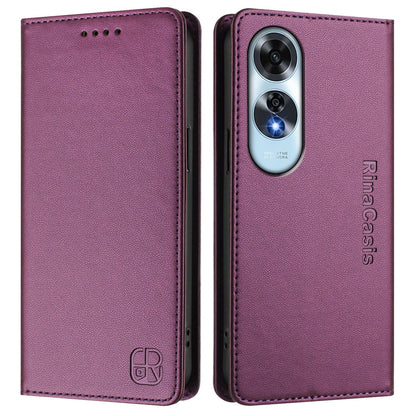 OPPO A60 4G Dual-Folded Magnetic Suction RFID Blocking PU Leather Wallet Phone Case with Card Slots, Cash Pocket, Kickstand, Full Protective Flip Cover