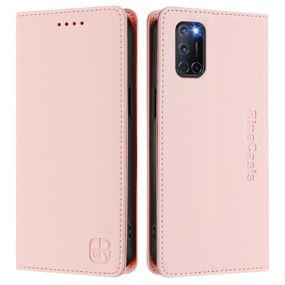 OPPO A72 Dual-Folded Magnetic Suction RFID Blocking PU Leather Wallet Phone Case with Card Slots, Cash Pocket, Kickstand, Full Protective Flip Cover