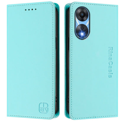 OPPO A1x 5G Dual-Folded Magnetic Suction RFID Blocking PU Leather Wallet Phone Case with Card Slots, Cash Pocket, Kickstand, Full Protective Flip Cover