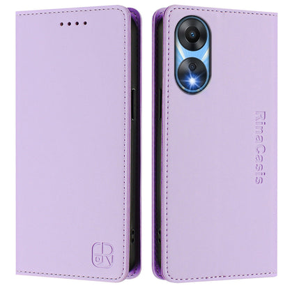 OPPO A1x 5G Dual-Folded Magnetic Suction RFID Blocking PU Leather Wallet Phone Case with Card Slots, Cash Pocket, Kickstand, Full Protective Flip Cover
