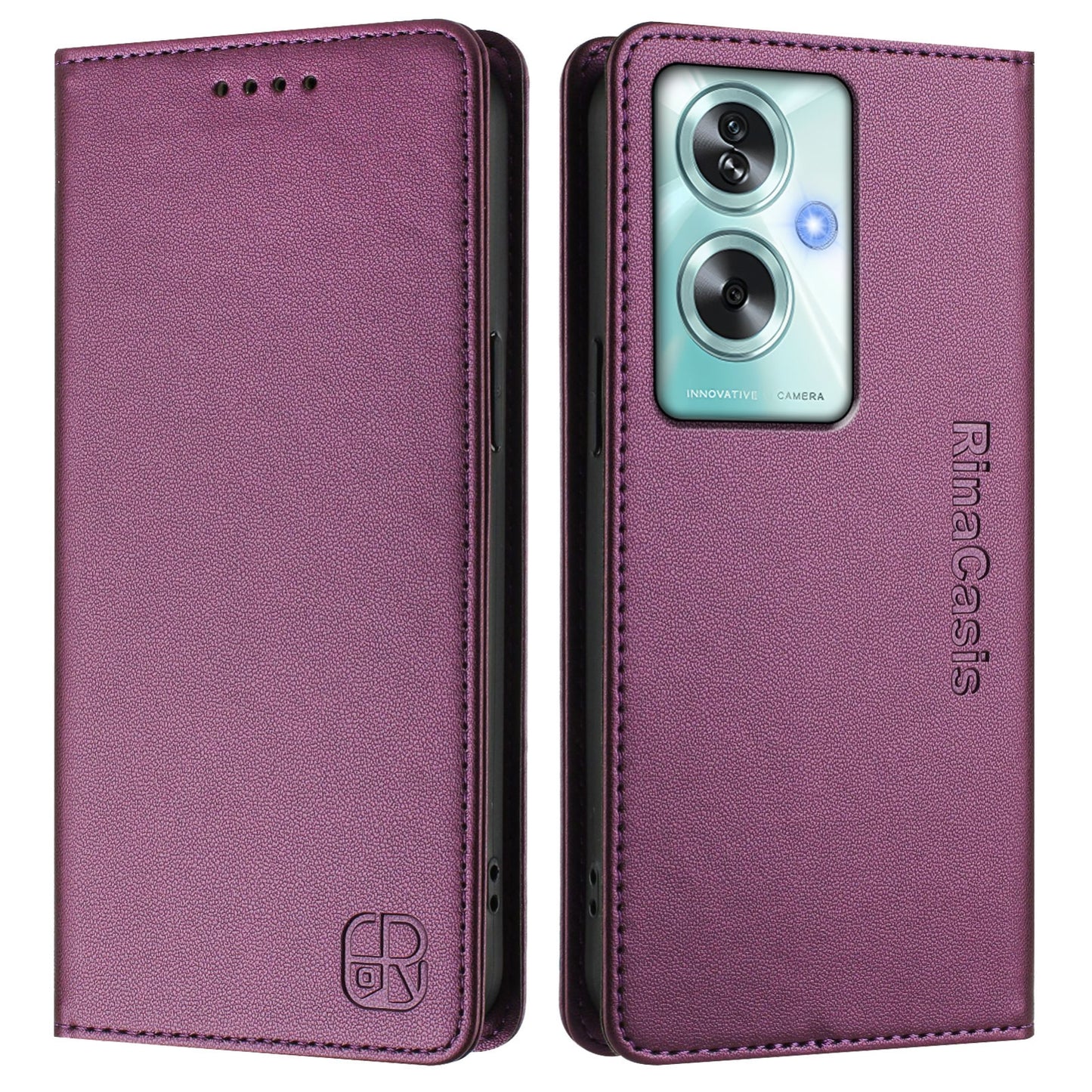 OPPO A79 5G Dual-Folded Magnetic Suction RFID Blocking PU Leather Wallet Phone Case with Card Slots, Cash Pocket, Kickstand, Full Protective Flip Cover