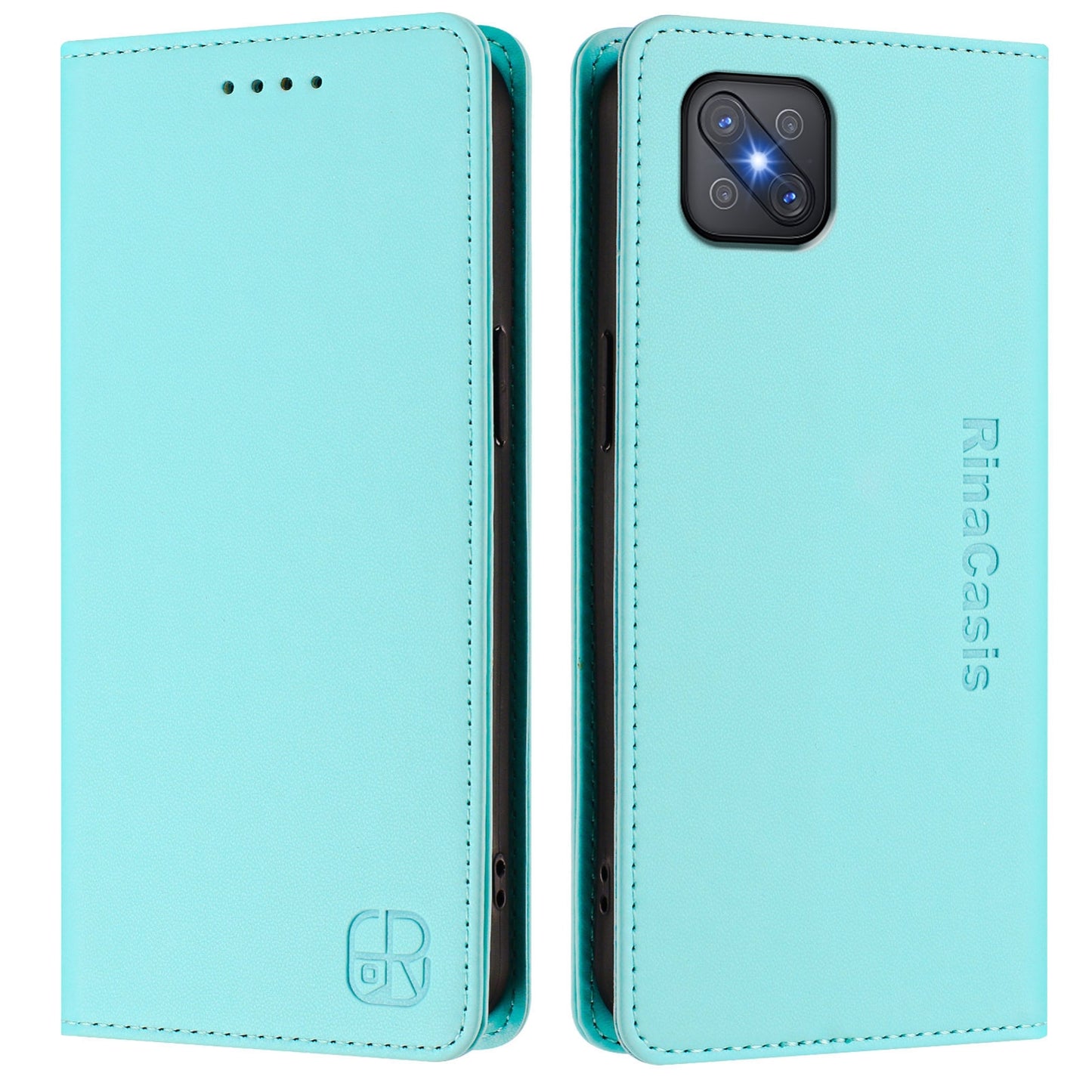 OPPO A92s 5G Dual-Folded Magnetic Suction RFID Blocking PU Leather Wallet Phone Case with Card Slots, Cash Pocket, Kickstand, Full Protective Flip Cover