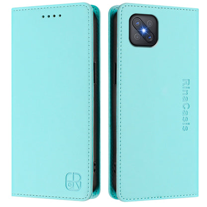 OPPO A92s 5G Dual-Folded Magnetic Suction RFID Blocking PU Leather Wallet Phone Case with Card Slots, Cash Pocket, Kickstand, Full Protective Flip Cover