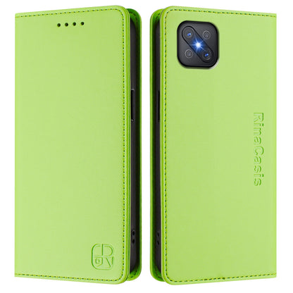 OPPO A92s 5G Dual-Folded Magnetic Suction RFID Blocking PU Leather Wallet Phone Case with Card Slots, Cash Pocket, Kickstand, Full Protective Flip Cover