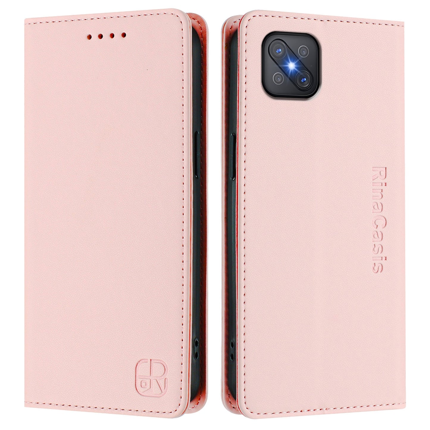 OPPO A92s 5G Dual-Folded Magnetic Suction RFID Blocking PU Leather Wallet Phone Case with Card Slots, Cash Pocket, Kickstand, Full Protective Flip Cover
