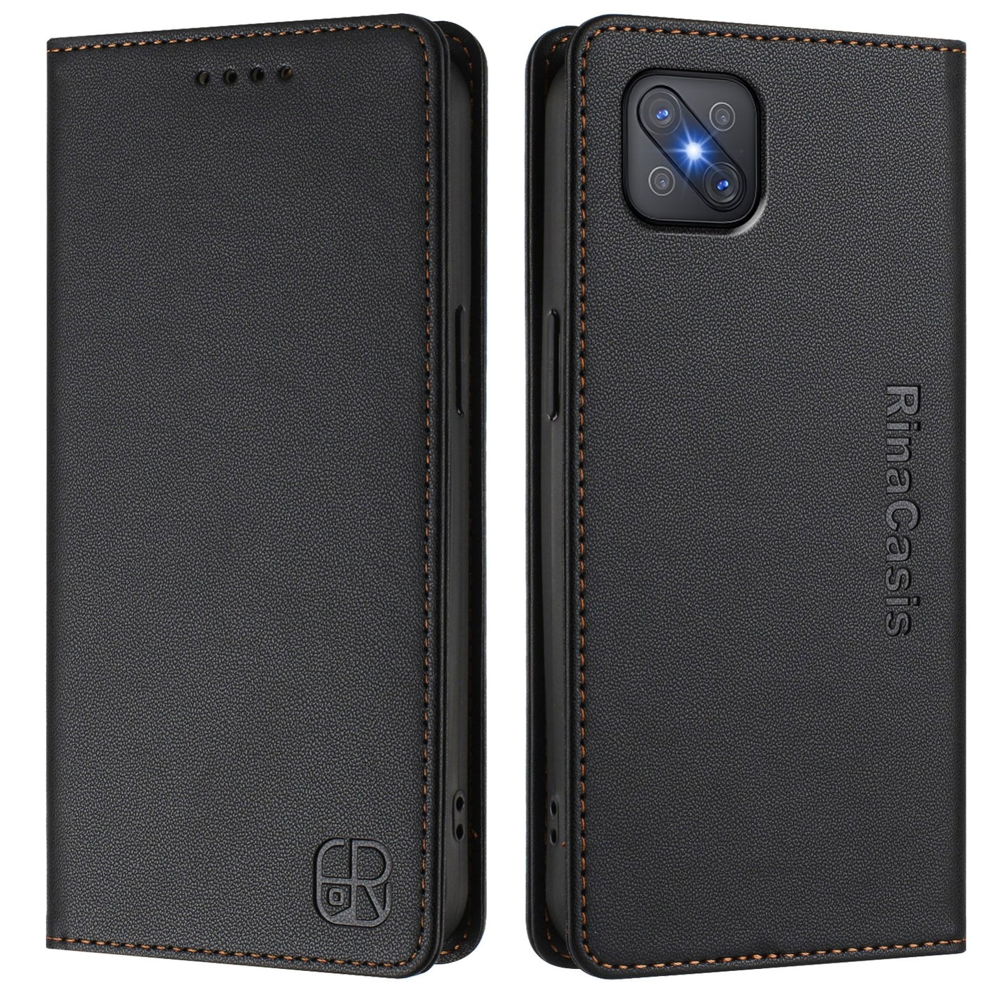 OPPO A92s 5G Dual-Folded Magnetic Suction RFID Blocking PU Leather Wallet Phone Case with Card Slots, Cash Pocket, Kickstand, Full Protective Flip Cover