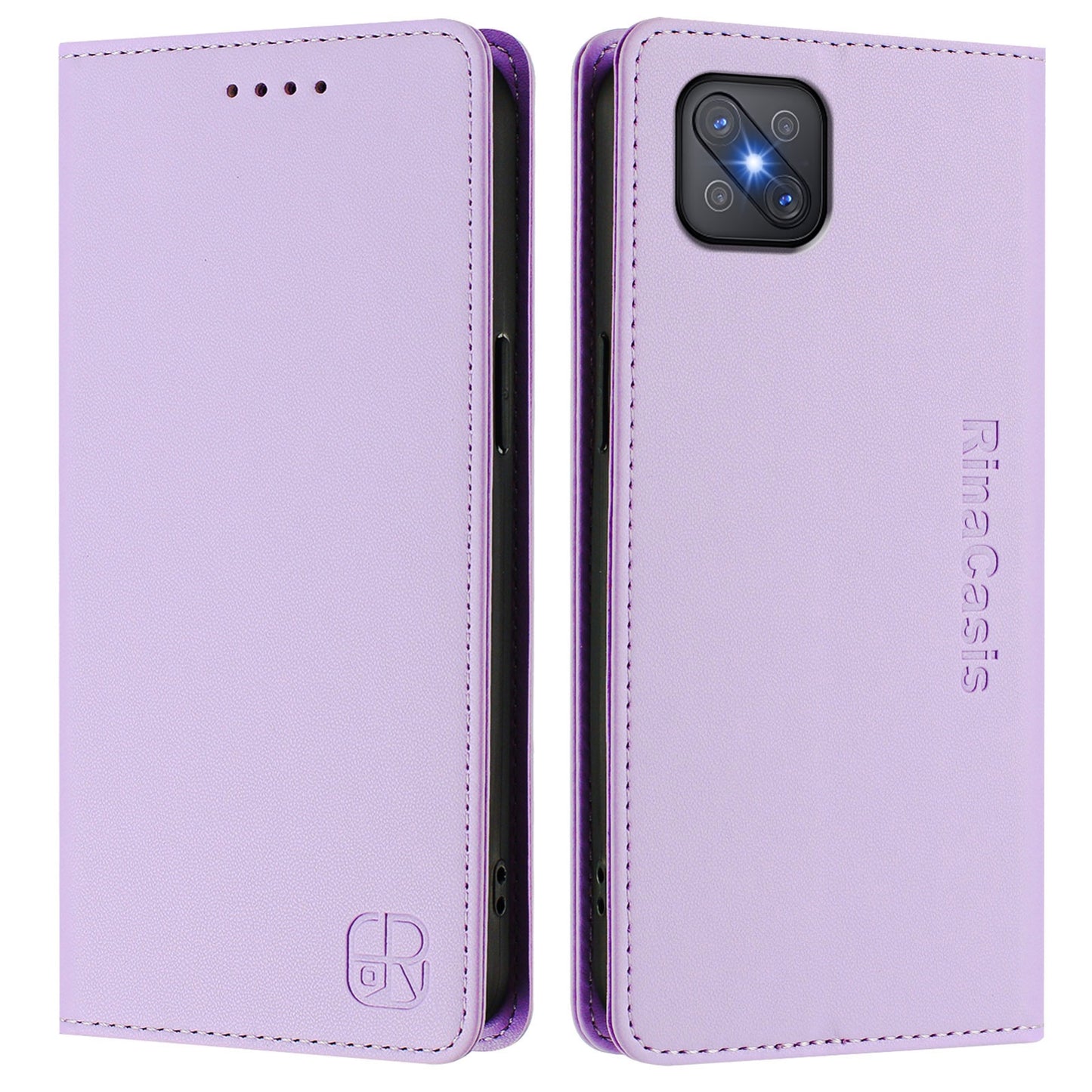 OPPO A92s 5G Dual-Folded Magnetic Suction RFID Blocking PU Leather Wallet Phone Case with Card Slots, Cash Pocket, Kickstand, Full Protective Flip Cover