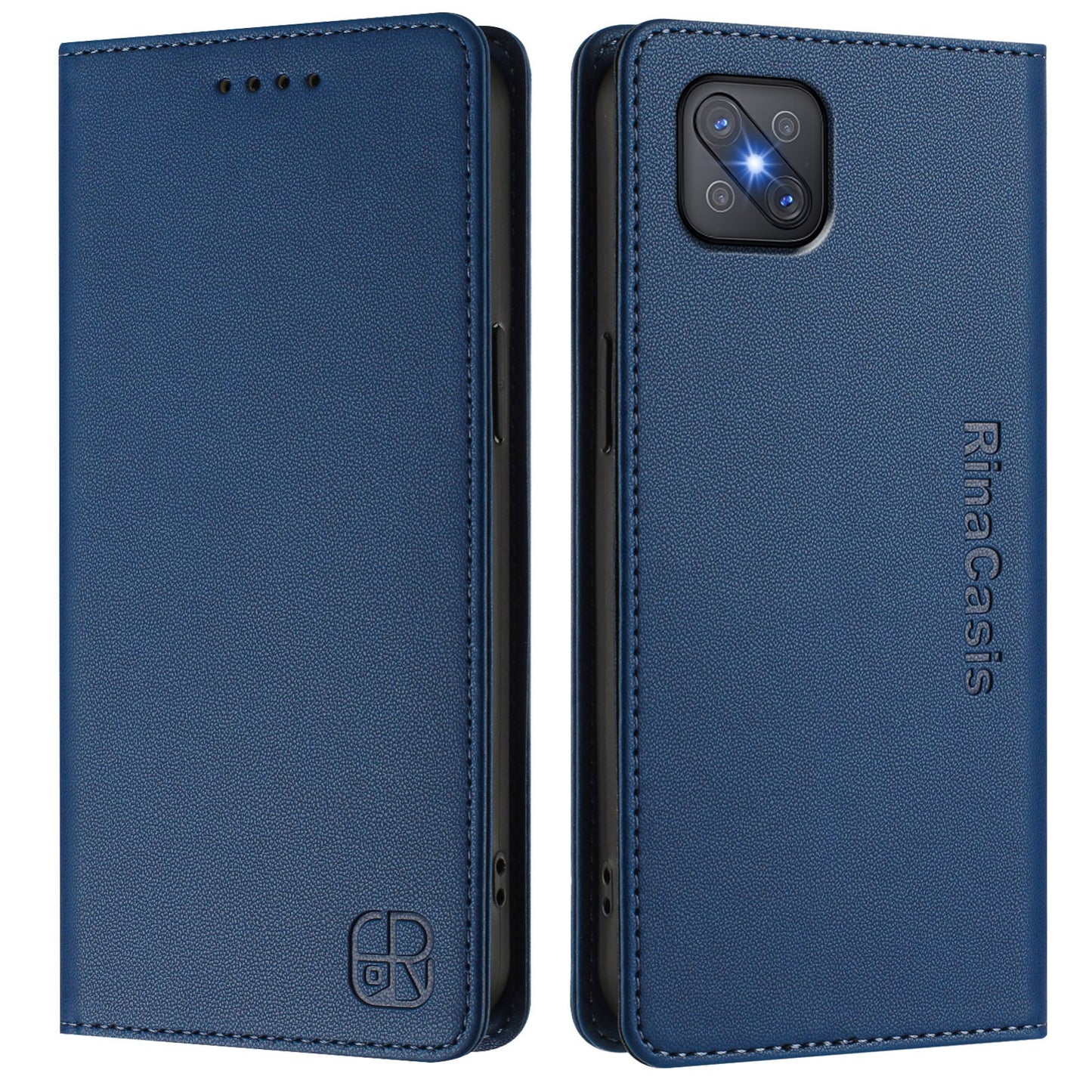 OPPO A92s 5G Dual-Folded Magnetic Suction RFID Blocking PU Leather Wallet Phone Case with Card Slots, Cash Pocket, Kickstand, Full Protective Flip Cover