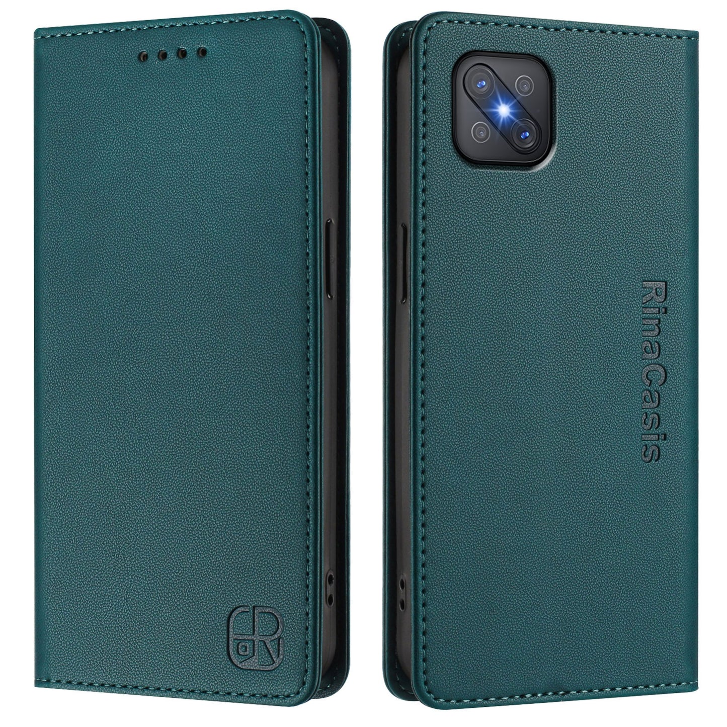 OPPO A92s 5G Dual-Folded Magnetic Suction RFID Blocking PU Leather Wallet Phone Case with Card Slots, Cash Pocket, Kickstand, Full Protective Flip Cover