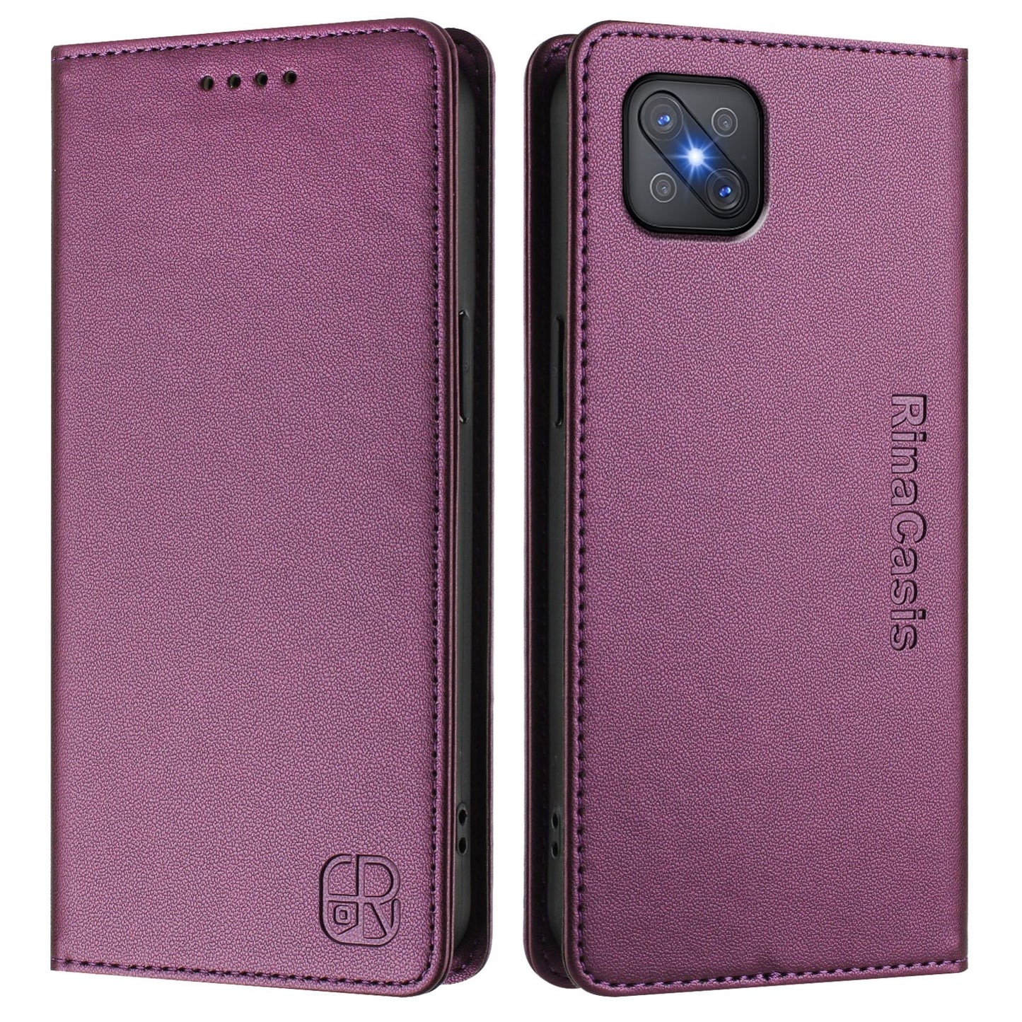 OPPO A92s 5G Dual-Folded Magnetic Suction RFID Blocking PU Leather Wallet Phone Case with Card Slots, Cash Pocket, Kickstand, Full Protective Flip Cover