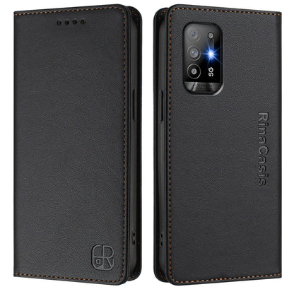 OPPO A94 5G Dual-Folded Magnetic Suction RFID Blocking PU Leather Wallet Phone Case with Card Slots, Cash Pocket, Kickstand, Full Protective Flip Cover