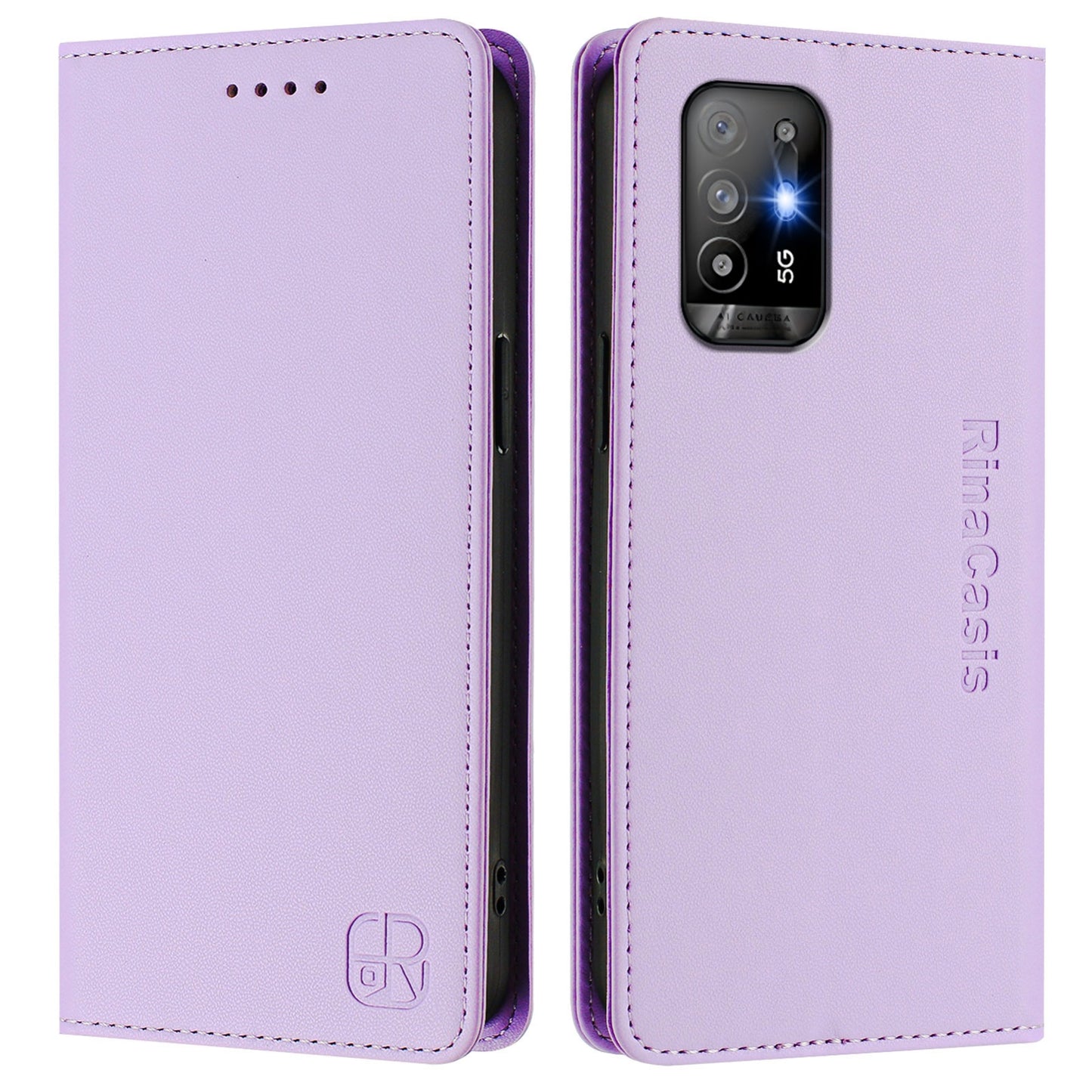 OPPO A94 5G Dual-Folded Magnetic Suction RFID Blocking PU Leather Wallet Phone Case with Card Slots, Cash Pocket, Kickstand, Full Protective Flip Cover