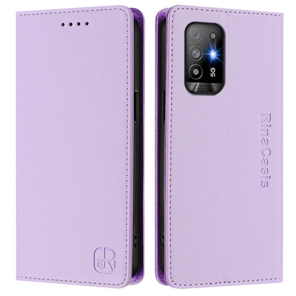 OPPO A94 5G Dual-Folded Magnetic Suction RFID Blocking PU Leather Wallet Phone Case with Card Slots, Cash Pocket, Kickstand, Full Protective Flip Cover