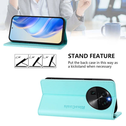 OPPO Find X6 Dual-Folded Magnetic Suction RFID Blocking PU Leather Wallet Phone Case with Card Slots, Cash Pocket, Kickstand, Full Protective Flip Cover