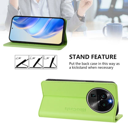 OPPO Find X6 Pro Dual-Folded Magnetic Suction RFID Blocking PU Leather Wallet Phone Case with Card Slots, Cash Pocket, Kickstand, Full Protective Flip Cover