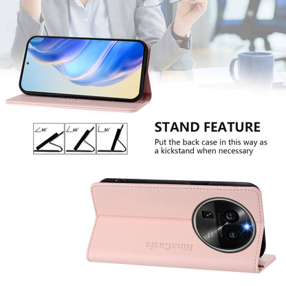 OPPO Find X6 Pro Dual-Folded Magnetic Suction RFID Blocking PU Leather Wallet Phone Case with Card Slots, Cash Pocket, Kickstand, Full Protective Flip Cover