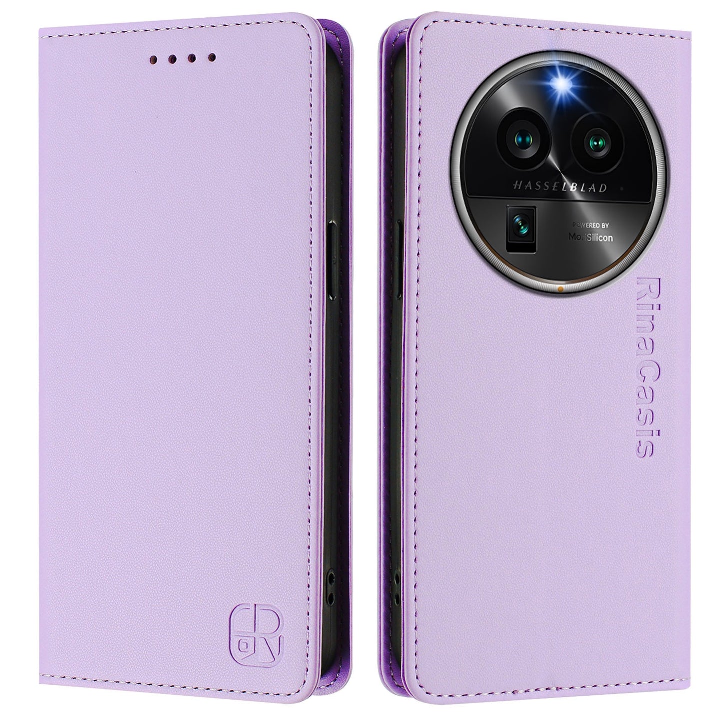 OPPO Find X6 Pro Dual-Folded Magnetic Suction RFID Blocking PU Leather Wallet Phone Case with Card Slots, Cash Pocket, Kickstand, Full Protective Flip Cover