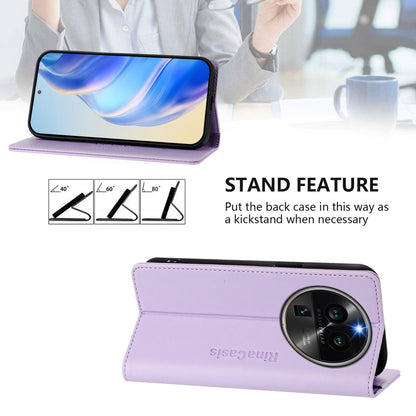 OPPO Find X6 Pro Dual-Folded Magnetic Suction RFID Blocking PU Leather Wallet Phone Case with Card Slots, Cash Pocket, Kickstand, Full Protective Flip Cover