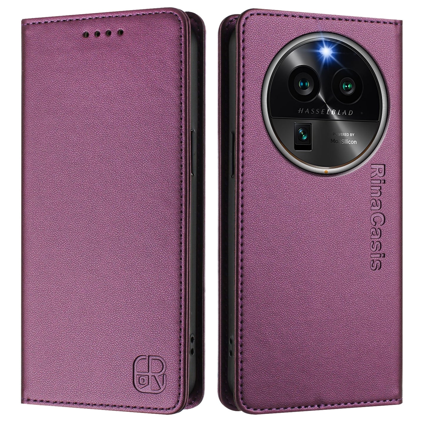 OPPO Find X6 Pro Dual-Folded Magnetic Suction RFID Blocking PU Leather Wallet Phone Case with Card Slots, Cash Pocket, Kickstand, Full Protective Flip Cover