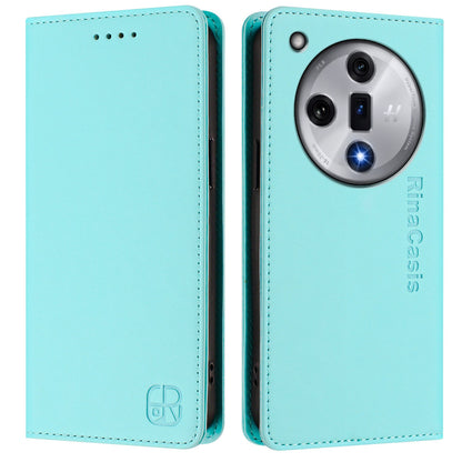 OPPO Find X7 Dual-Folded Magnetic Suction RFID Blocking PU Leather Wallet Phone Case with Card Slots, Cash Pocket, Kickstand, Full Protective Flip Cover