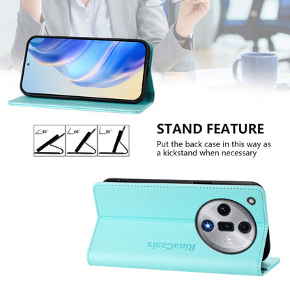 OPPO Find X7 Dual-Folded Magnetic Suction RFID Blocking PU Leather Wallet Phone Case with Card Slots, Cash Pocket, Kickstand, Full Protective Flip Cover