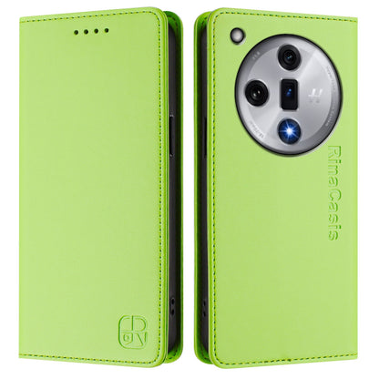 OPPO Find X7 Dual-Folded Magnetic Suction RFID Blocking PU Leather Wallet Phone Case with Card Slots, Cash Pocket, Kickstand, Full Protective Flip Cover