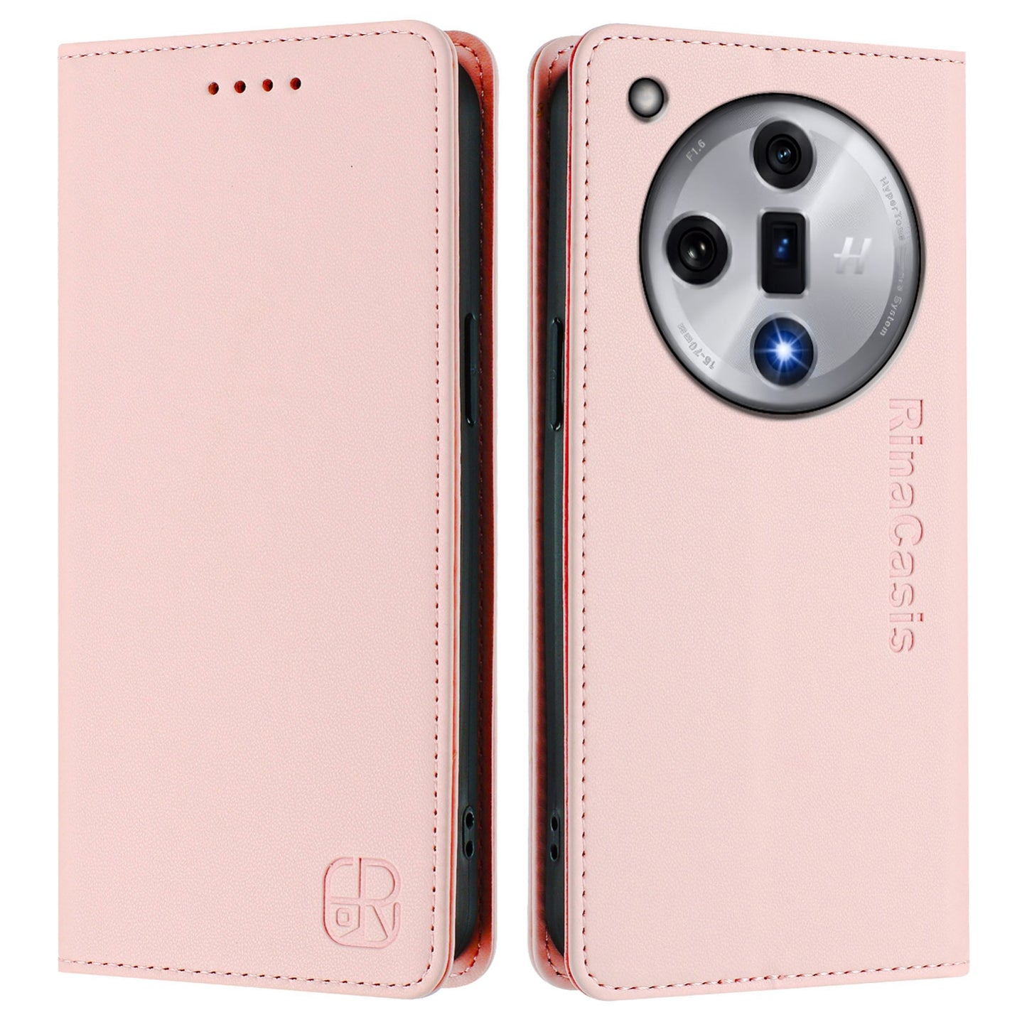 OPPO Find X7 Dual-Folded Magnetic Suction RFID Blocking PU Leather Wallet Phone Case with Card Slots, Cash Pocket, Kickstand, Full Protective Flip Cover