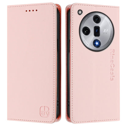 OPPO Find X7 Dual-Folded Magnetic Suction RFID Blocking PU Leather Wallet Phone Case with Card Slots, Cash Pocket, Kickstand, Full Protective Flip Cover