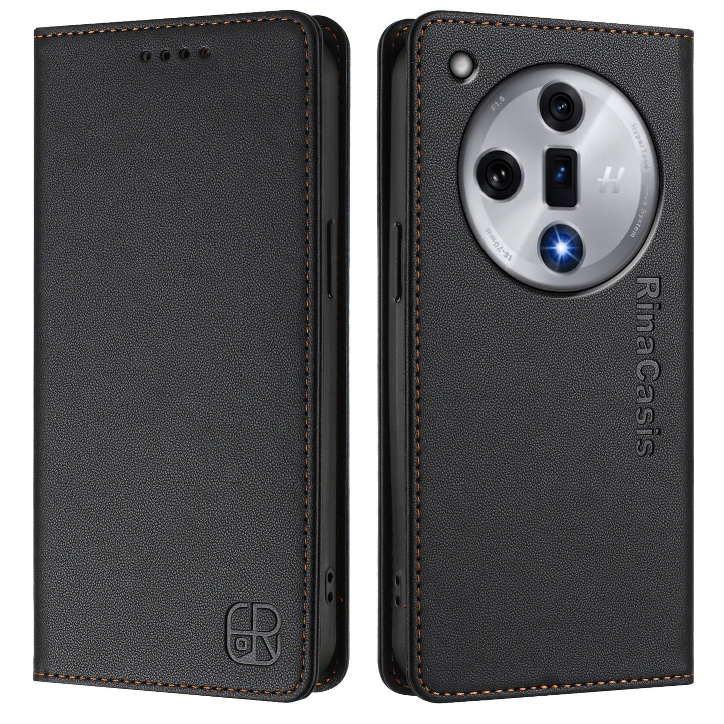 OPPO Find X7 Dual-Folded Magnetic Suction RFID Blocking PU Leather Wallet Phone Case with Card Slots, Cash Pocket, Kickstand, Full Protective Flip Cover