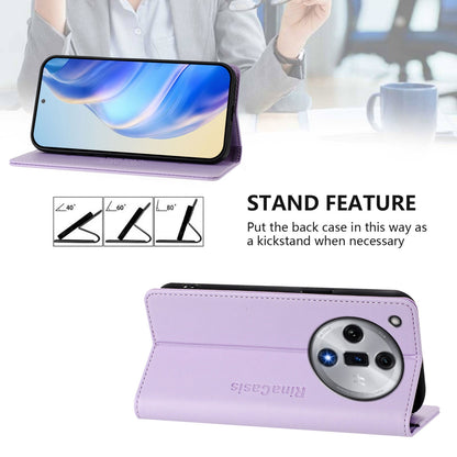 OPPO Find X7 Dual-Folded Magnetic Suction RFID Blocking PU Leather Wallet Phone Case with Card Slots, Cash Pocket, Kickstand, Full Protective Flip Cover